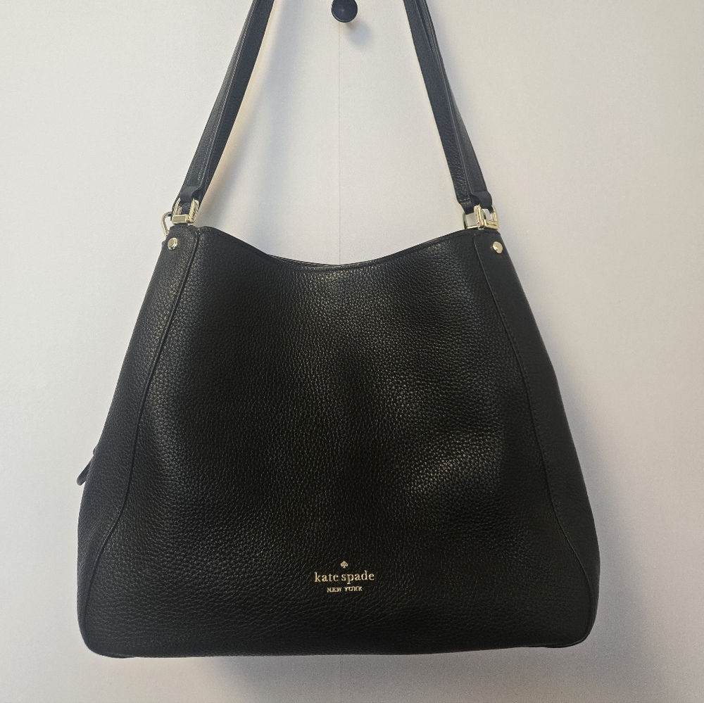 EUC Kate Spade Black Leather Shoulder Bag - Picture 2 of 11